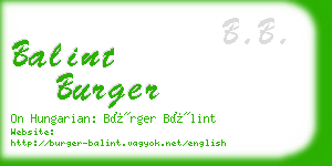 balint burger business card